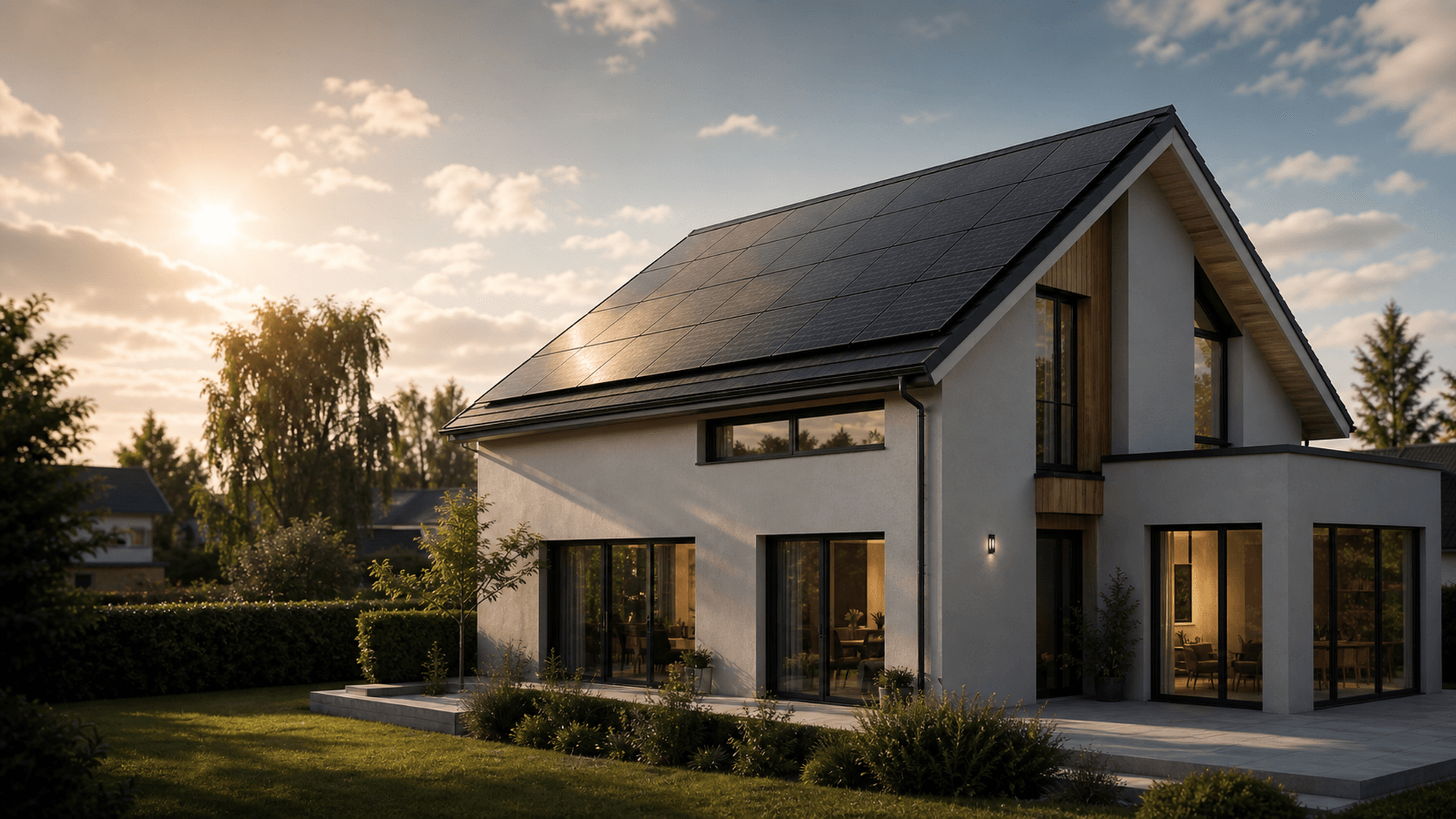 Zonnepanelen op modern dak